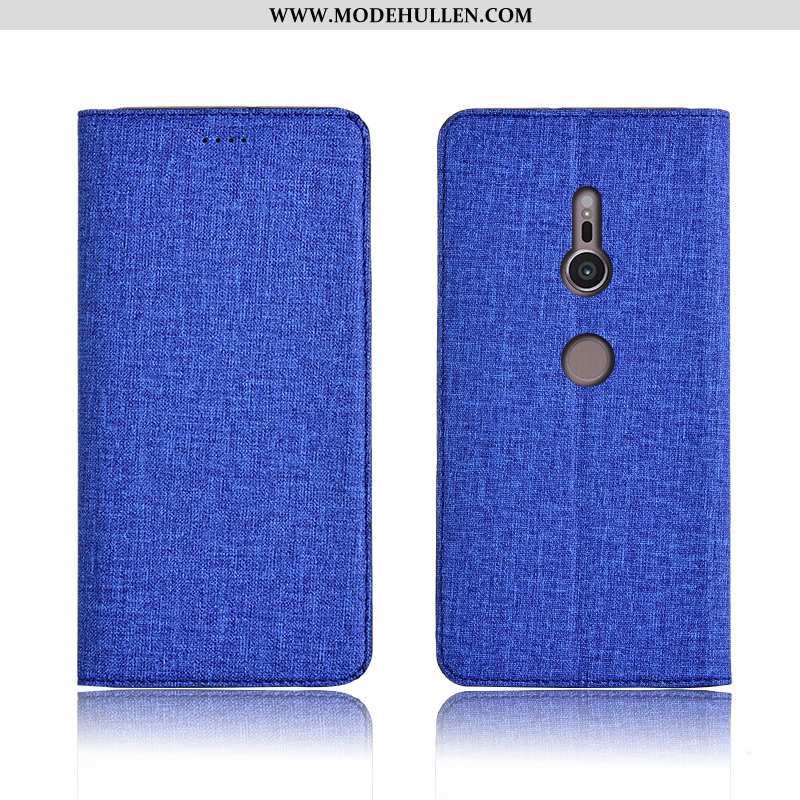 Hülle Sony Xperia Xz3 Lederhülle Weiche Einfassung Clamshell Neu Silikon Blau
