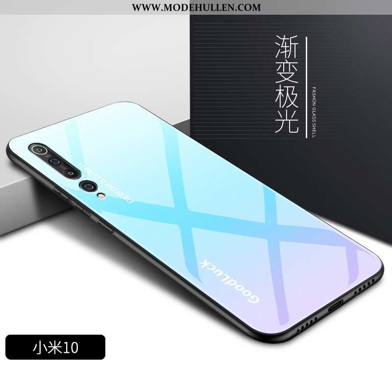 Hülle Xiaomi Mi 10 Glas Mode Schutz Case Persönlichkeit Anti-sturz Weiche Blau