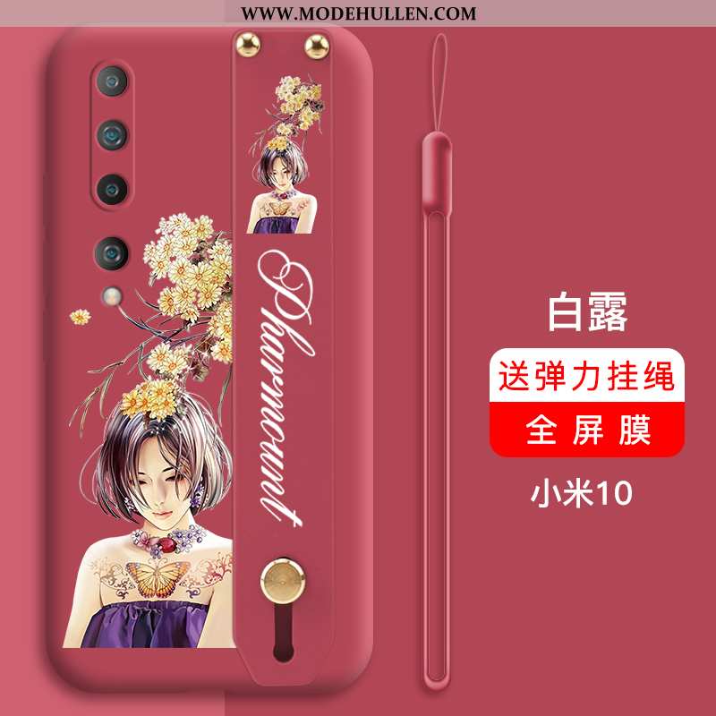 Hülle Xiaomi Mi 10 Kreativ Super Anti-sturz Rot Dünne Nubuck Weiche Rote