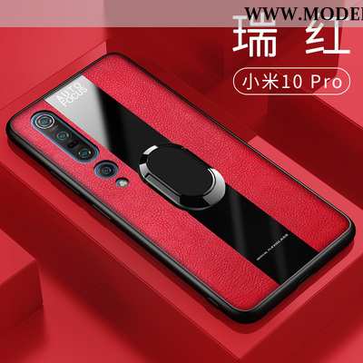 Hülle Xiaomi Mi 10 Pro Silikon Lederhülle Mini Rot Magnetismus Handy Ring Rote
