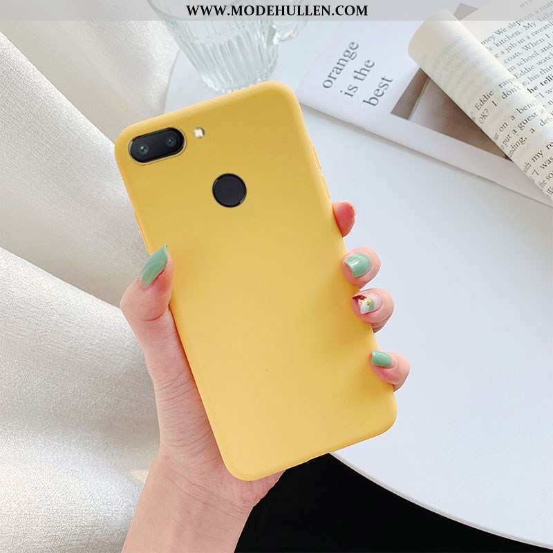 Hülle Xiaomi Mi 8 Lite Lederhülle Einfarbig Gelb Handy Jugend Mini Gelbe