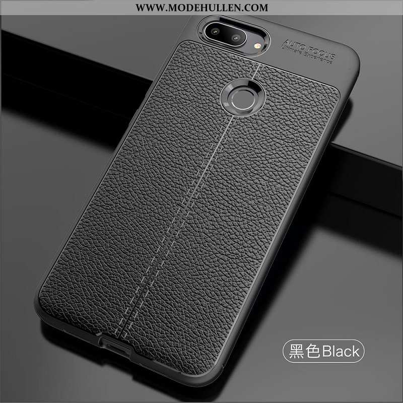 Hülle Xiaomi Mi 8 Lite Muster Lederhülle Schwarz High-end Litchi Leder