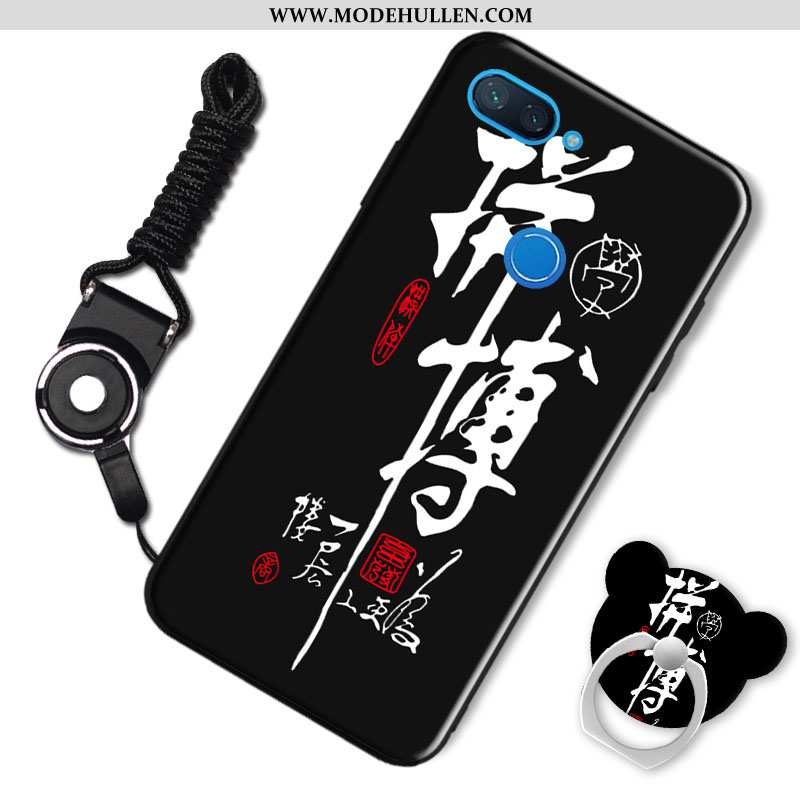 Hülle Xiaomi Mi 8 Lite Weiche Nubuck Handy Karikatur Schnalle Ring Weiß Weiße