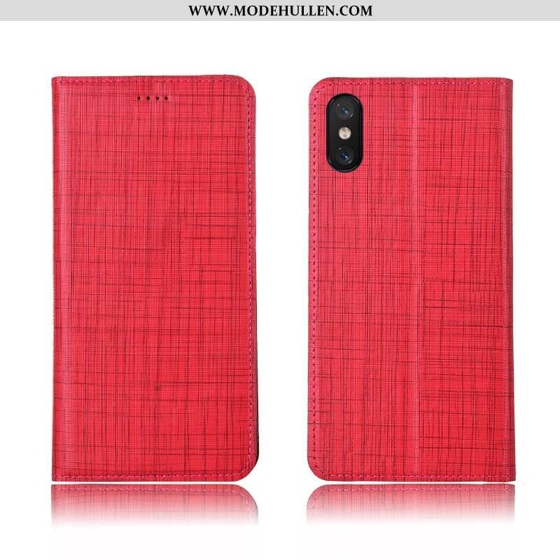 Hülle Xiaomi Mi 8 Pro Echt Leder Muster Clamshell Lederhülle Mini Neu Rote