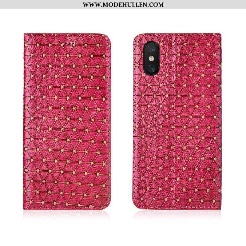 Hülle Xiaomi Mi 8 Pro Muster Weiche Handy Silikon Neu Echt Leder Case Rosa