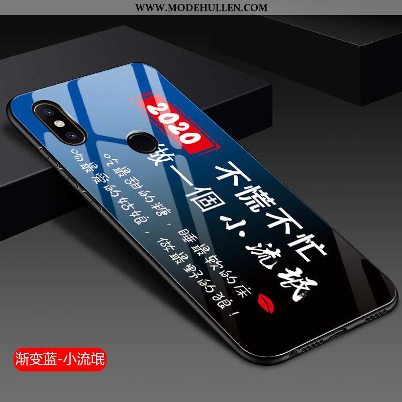 Hülle Xiaomi Mi 8 Weiche Silikon Schutz Mini Glas Blau