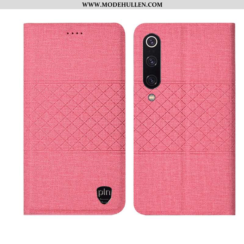 Hülle Xiaomi Mi 9 Lite Baumwolle Und Leinen Lederhülle Handy Schutz Rosa Mini Jugend