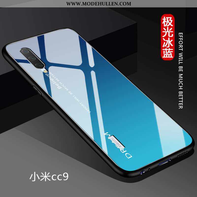 Hülle Xiaomi Mi 9 Lite Glas Persönlichkeit Angepasst Dünne Liebhaber Farbverlauf Schwer Dunkelblau