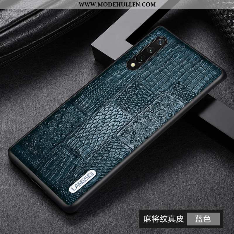 Hülle Xiaomi Mi 9 Lite Leder Schutz Business Echt Leder Handy Qualität Blau