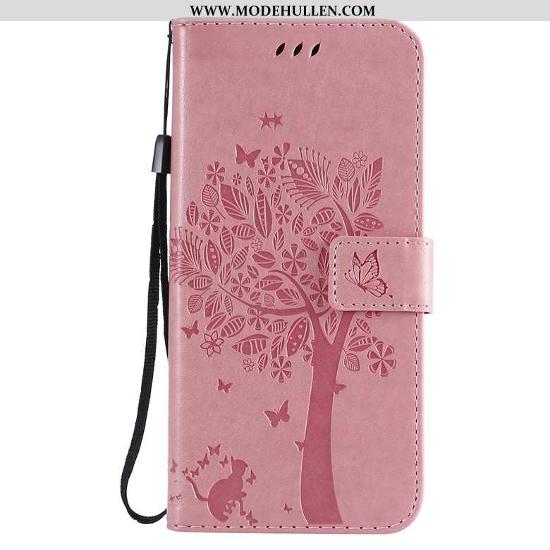 Hülle Xiaomi Mi 9 Lite Lederhülle Weiche Bäume Schutz Katzen Rosa