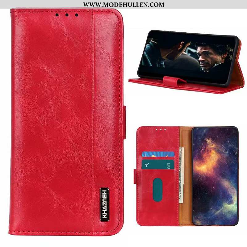 Hülle Xiaomi Mi 9t Lederhülle Echt Leder Folio Handy Doppelseitig Rot Rote