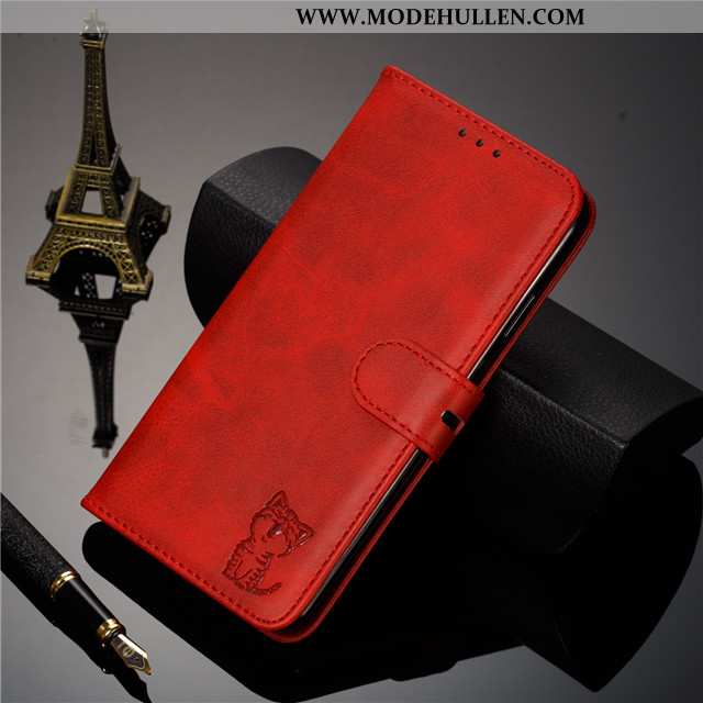 Hülle Xiaomi Mi 9t Lederhülle Folio Mini Anti-sturz Rot Handy Alles Inklusive Rote