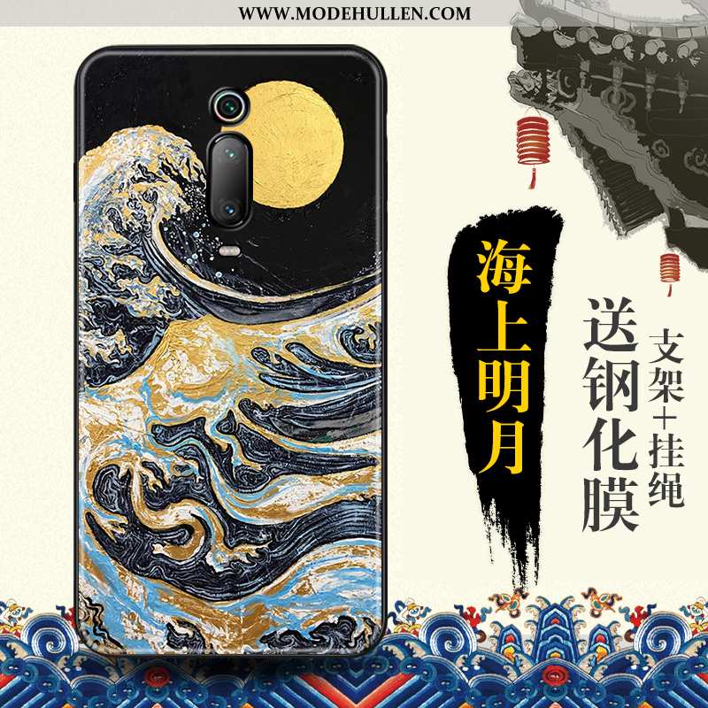 Hülle Xiaomi Mi 9t Prägung Trend Schutz Blau Rot Chinesische Art