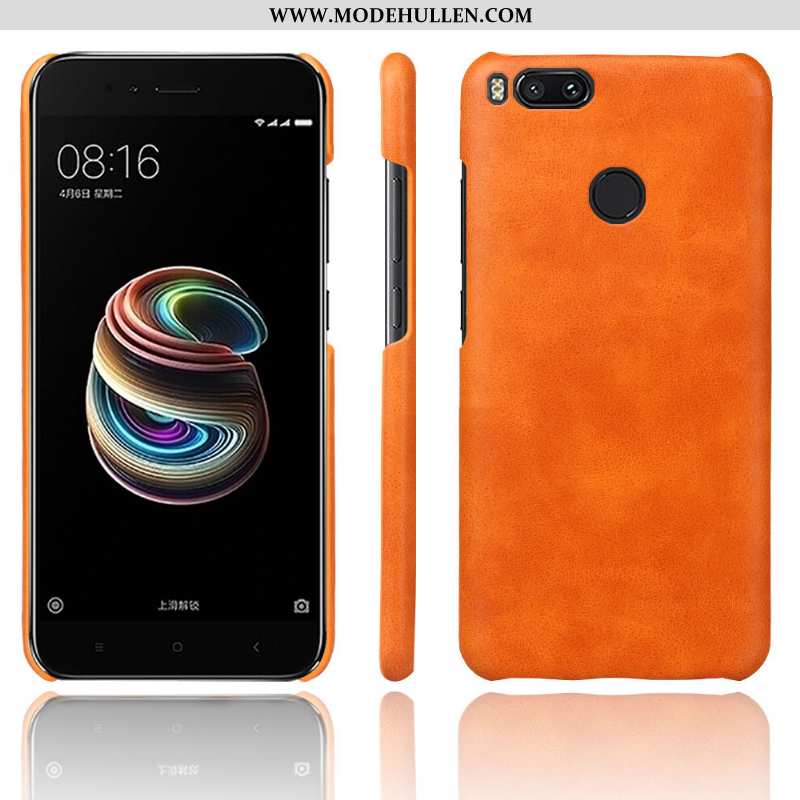 Hülle Xiaomi Mi A1 Retro Leder Handy Schutzhülle Mini Qualität Anti-sturz Orange