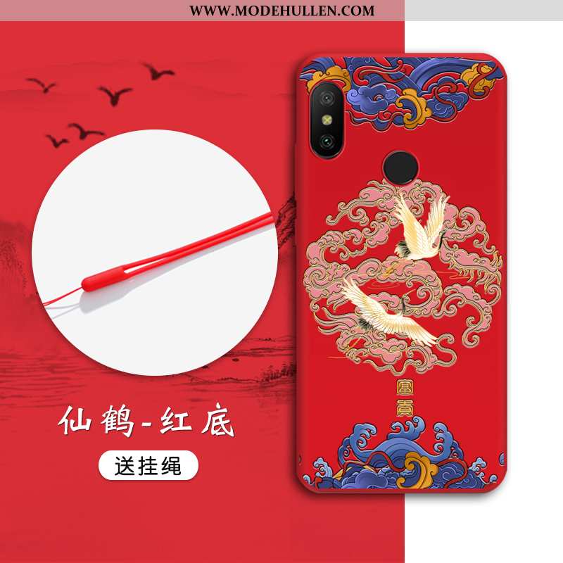 Hülle Xiaomi Mi A2 Lite Prägung Trend Wind Chinesische Art Alles Inklusive Schutz Anti-sturz Rote