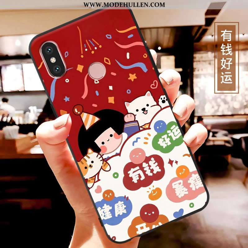 Hülle Xiaomi Mi A2 Lite Weiche Karikatur Handy Rot Nette Farbe Bunte