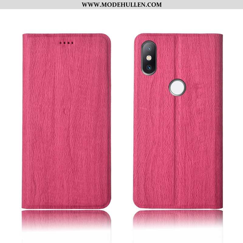 Hülle Xiaomi Mi Mix 2s Lederhülle Muster Clamshell Schutz Rot Anti-sturz Mini Rosa