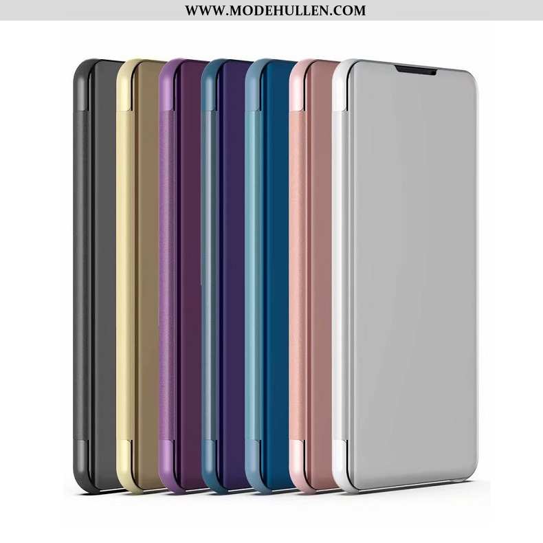 Hülle Xiaomi Mi Mix 3 Lederhülle Silber Handy Folio Halterung Spiegel