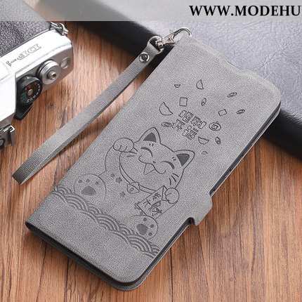 Hülle Xiaomi Mi Mix 3 Persönlichkeit Kreativ Retro Lederhülle Anti-sturz Handy Grau