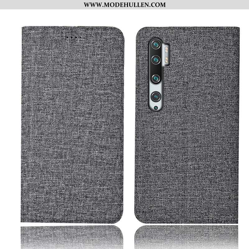 Hülle Xiaomi Mi Note 10 Baumwolle Und Leinen Lederhülle Mini Case Schutz Handy Braun