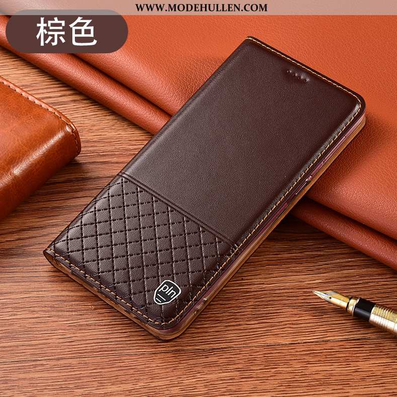 Hülle Xiaomi Mi Note 10 Lite Echt Leder Schutz Case Mini Anti-sturz Folio Jugend Braun
