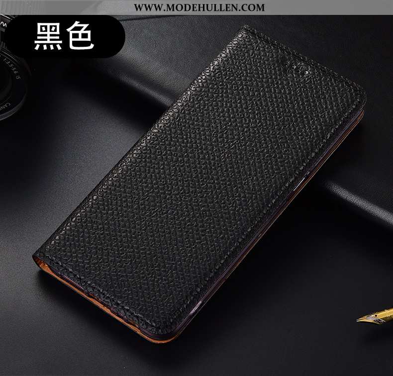 Hülle Xiaomi Mi Note 10 Lite Schutz Echt Leder Jugend Handy Case Anti-sturz Schwarz