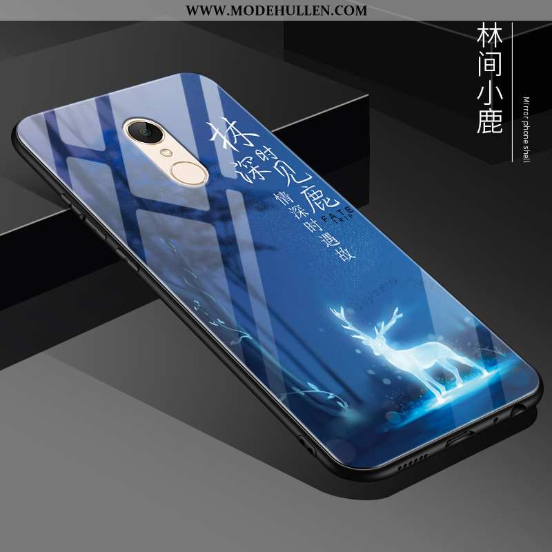 Hülle Xiaomi Redmi 5 Weiche Silikon Trend Blau Spiegel Glas Handy