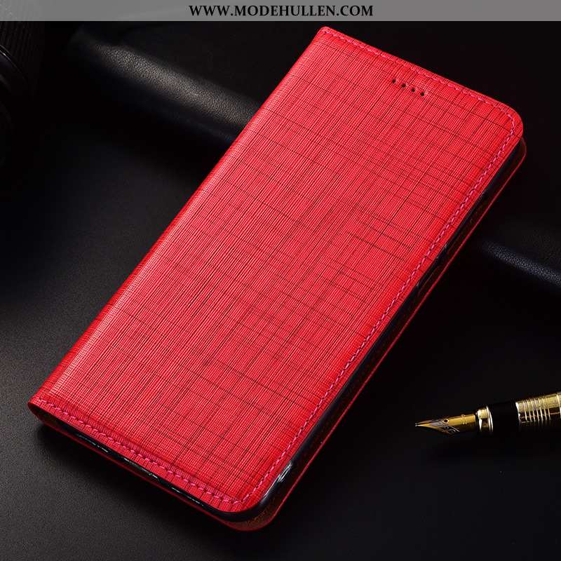 Hülle Xiaomi Redmi 6 Echt Leder Weiche Jugend Clamshell Silikon Schutz Handy Rote