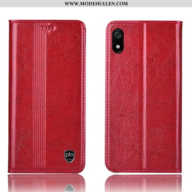 Hülle Xiaomi Redmi 7a Schutz Echt Leder Anti-sturz Rot Mini Handy Braun
