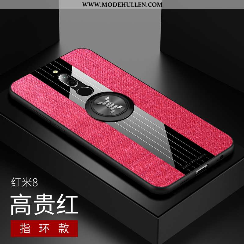 Hülle Xiaomi Redmi 8 Trend Weiche Schutz Handy Rot Nubuck Case Blau