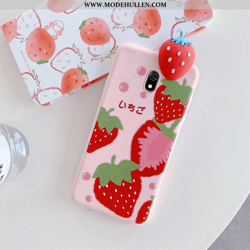 Hülle Xiaomi Redmi 8a Kreativ Nette Handy Silikon Persönlichkeit Dreidimensional Erdbeere Rosa
