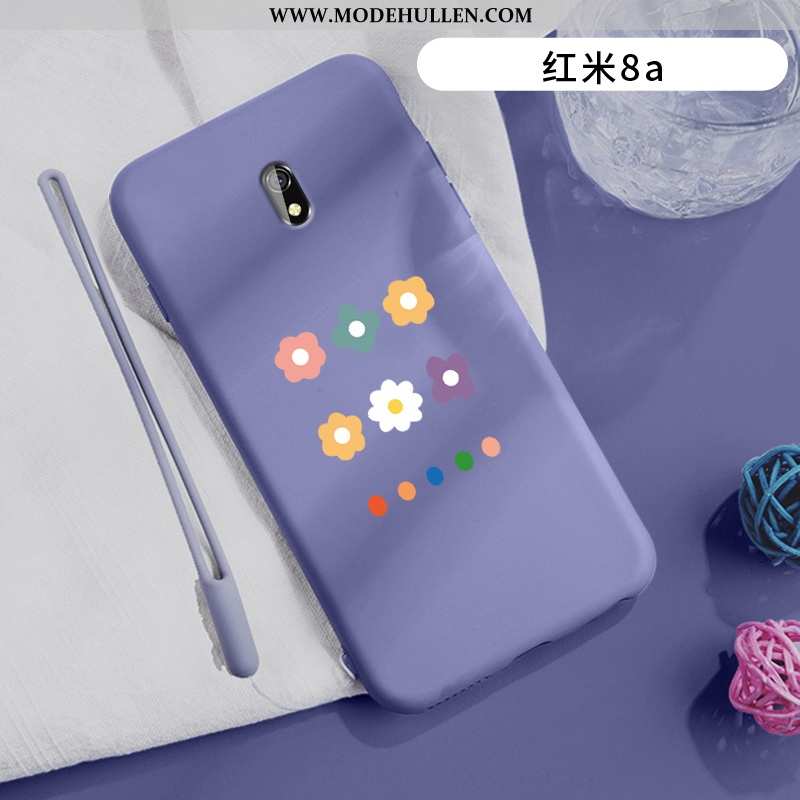 Hülle Xiaomi Redmi 8a Schutz Mode Case Blumen Nubuck Handy Anti-sturz Lila