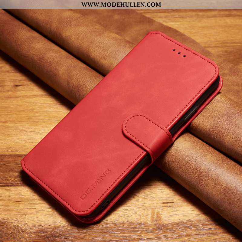 Hülle Xiaomi Redmi 8a Weiche Lederhülle Rot Schwarz Folio Alles Inklusive