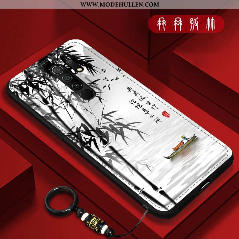 Hülle Xiaomi Redmi 9 Leder Muster Chinesische Art Neu Silikon Anti-sturz Schutz Rote
