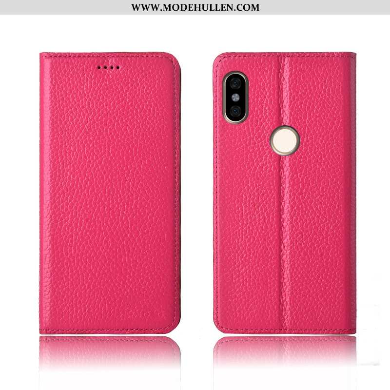 Hülle Xiaomi Redmi Note 6 Pro Silikon Schutz Litchi Lederhülle Neu Einfassung Handy Rosa