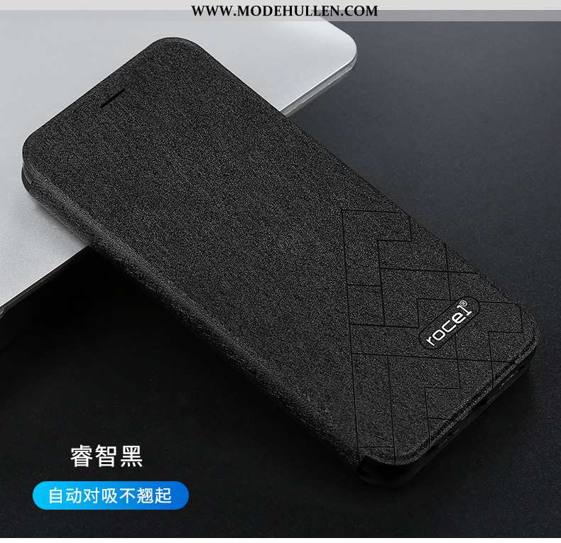 Hülle Xiaomi Redmi Note 7 Silikon Lederhülle Handy Einfach Folio Anti-sturz Schwarz
