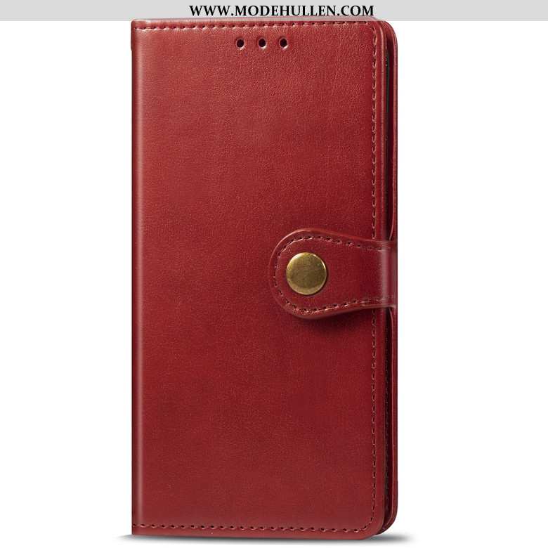 Hülle Xiaomi Redmi Note 8 Pro Lederhülle Weiche Schutz Rot Clamshell Handy Rote