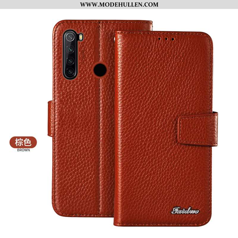 Hülle Xiaomi Redmi Note 8t Schutz Echt Leder Karte Case Mini Alles Inklusive Braun