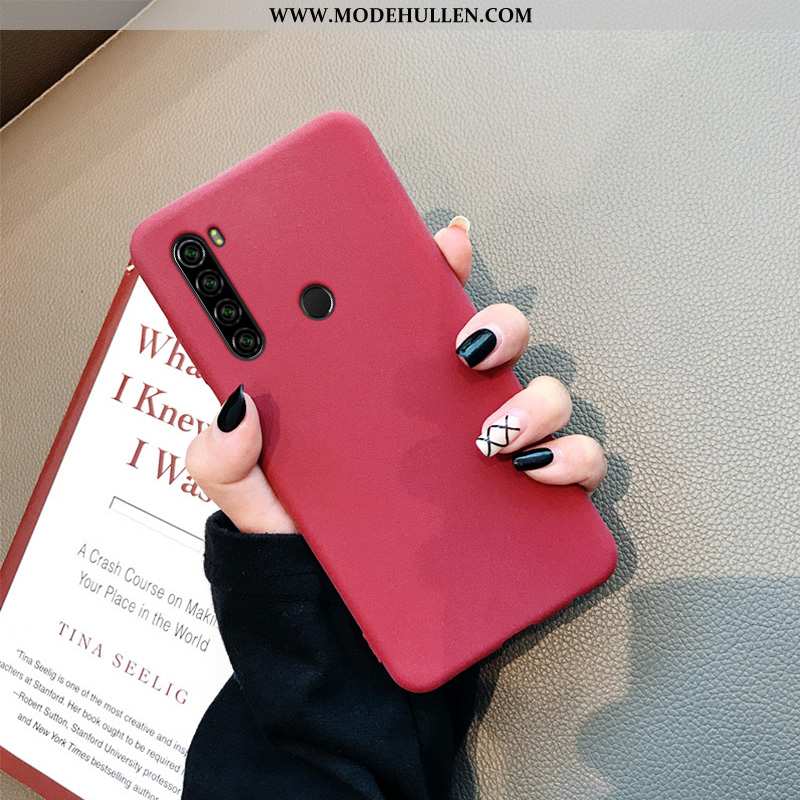 Hülle Xiaomi Redmi Note 8t Super Weiche Rot Einfach Nubuck Handy Dünne Rote