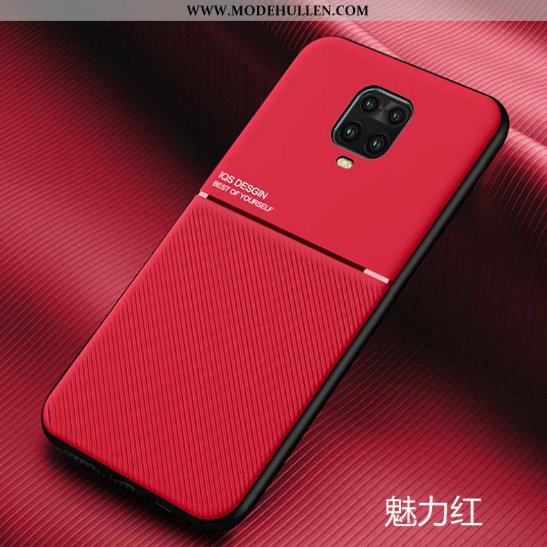 Hülle Xiaomi Redmi Note 9 Pro Leder Muster High-end Rot Schutz Alles Inklusive Handy Schwarz