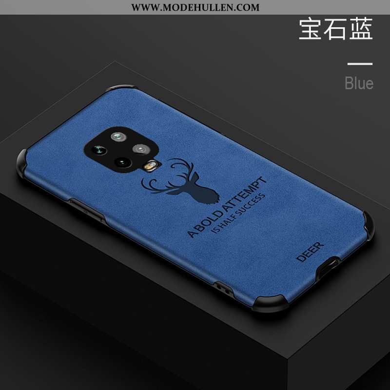 Hülle Xiaomi Redmi Note 9 Pro Muster Leder Case Handy Business Einfach Blau