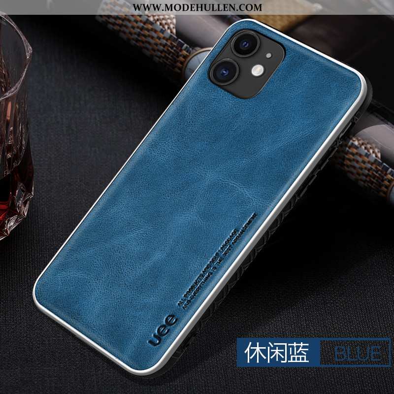 Hülle iPhone 11 Echt Leder Leder Trend High-end Handy Qualität Blau