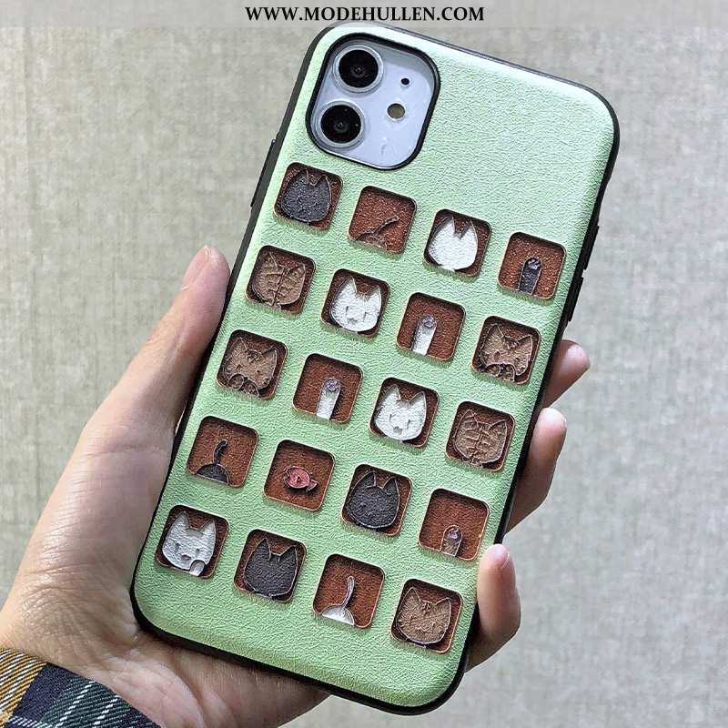 Hülle iPhone 11 Hängende Verzierungen Kreativ Anti-sturz Seide Prägung Schwer Handy Grün
