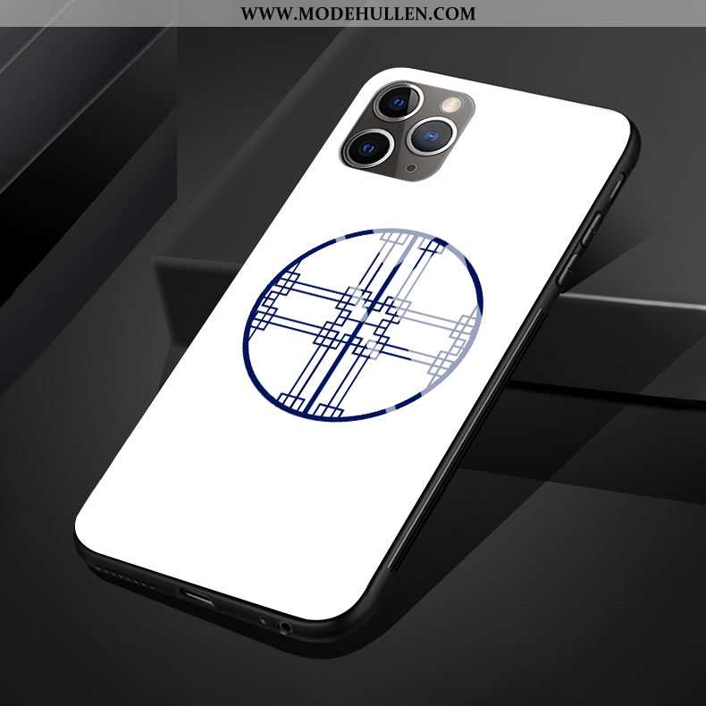 Hülle iPhone 11 Pro Max Glas Silikon Chinesische Art Kariert Schutz Lila