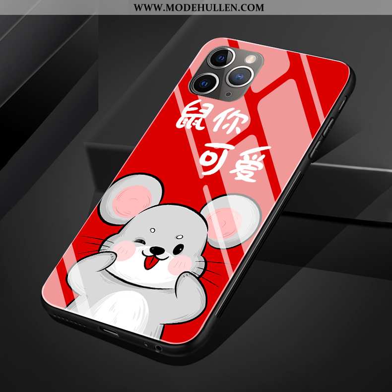 Hülle iPhone 11 Pro Max Glas Silikon Ratte Schutz Neu Handy Case Rote