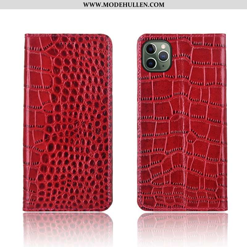 Hülle iPhone 11 Pro Max Muster Silikon Case Krokodilmuster Schutz Einfassung Rote