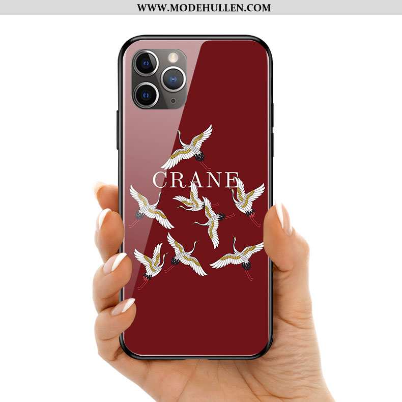 Hülle iPhone 11 Pro Max Silikon Schutz Rot Glas Handy Frisch Kran Rote