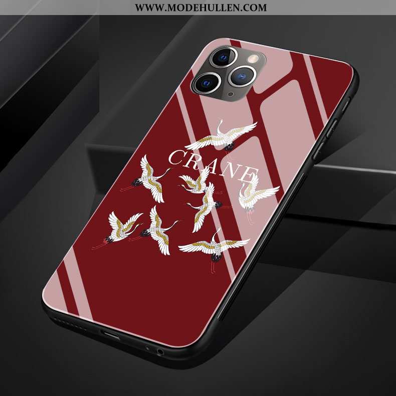 Hülle iPhone 11 Pro Max Silikon Schutz Rot Glas Handy Frisch Kran Rote