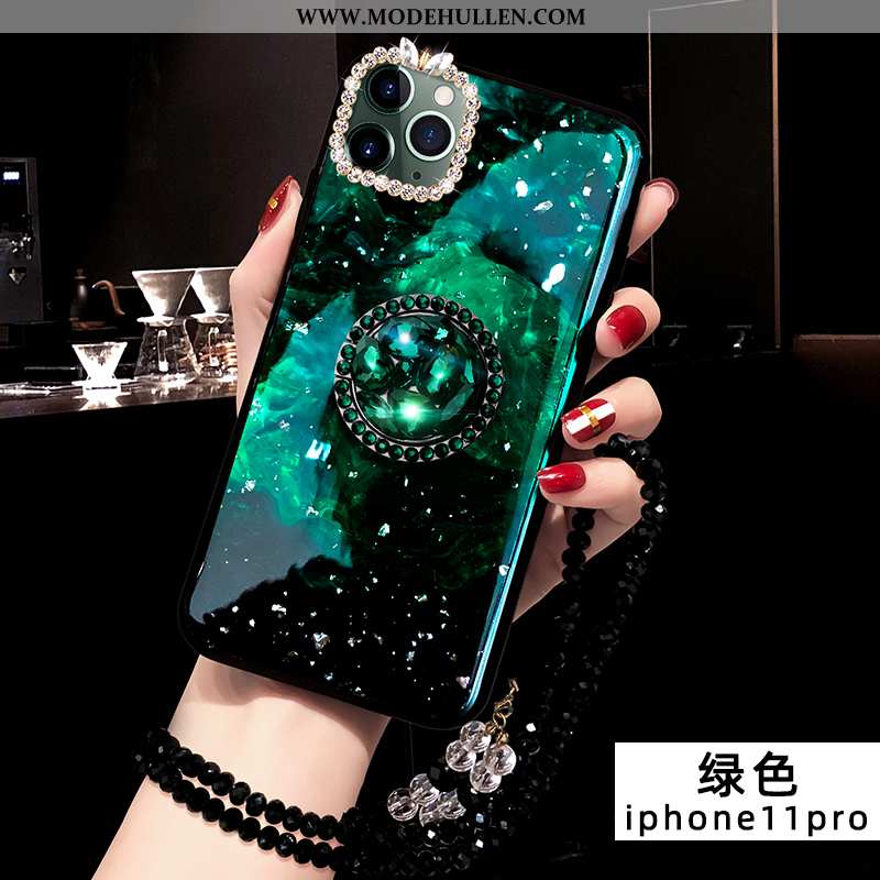 Hülle iPhone 11 Pro Schutz Mode Neu Kreativ Silikon Strasssteinen Case Grün