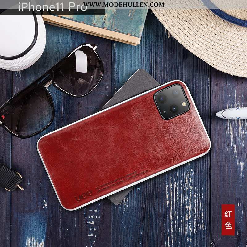 Hülle iPhone 11 Pro Trend Weiche Alles Inklusive Case High-end Handy Leder Rote